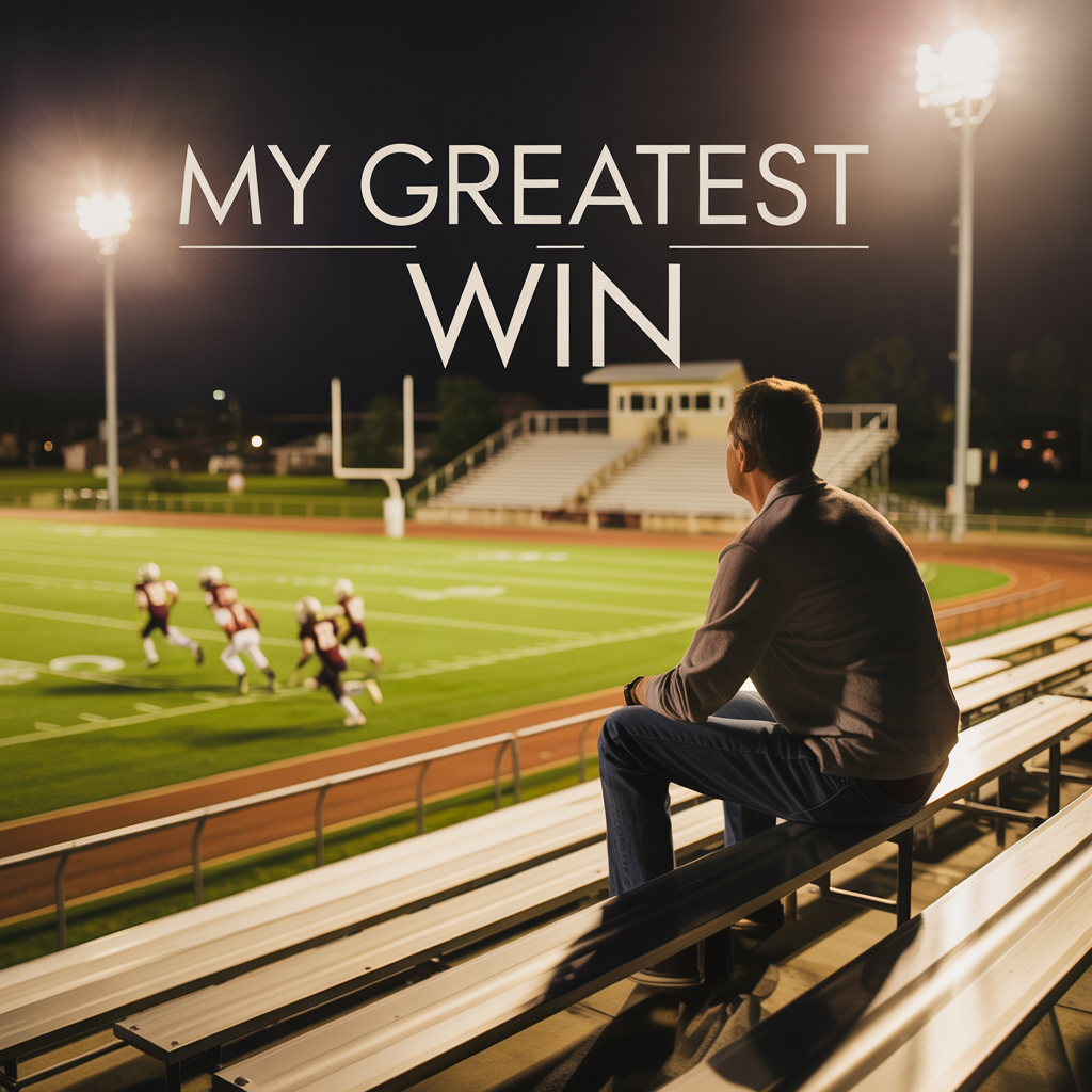 A man watches his son play football.