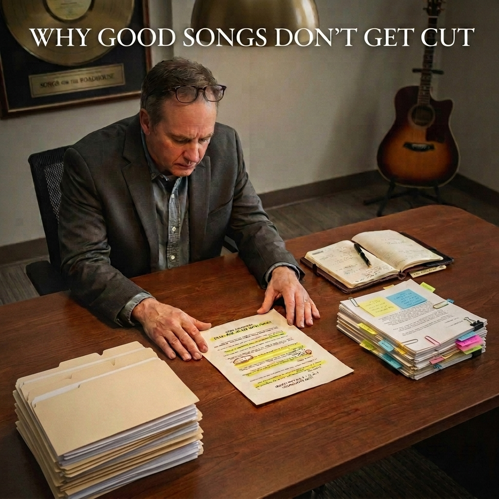 A Nashville record producer sorts through songs to pick the best one.