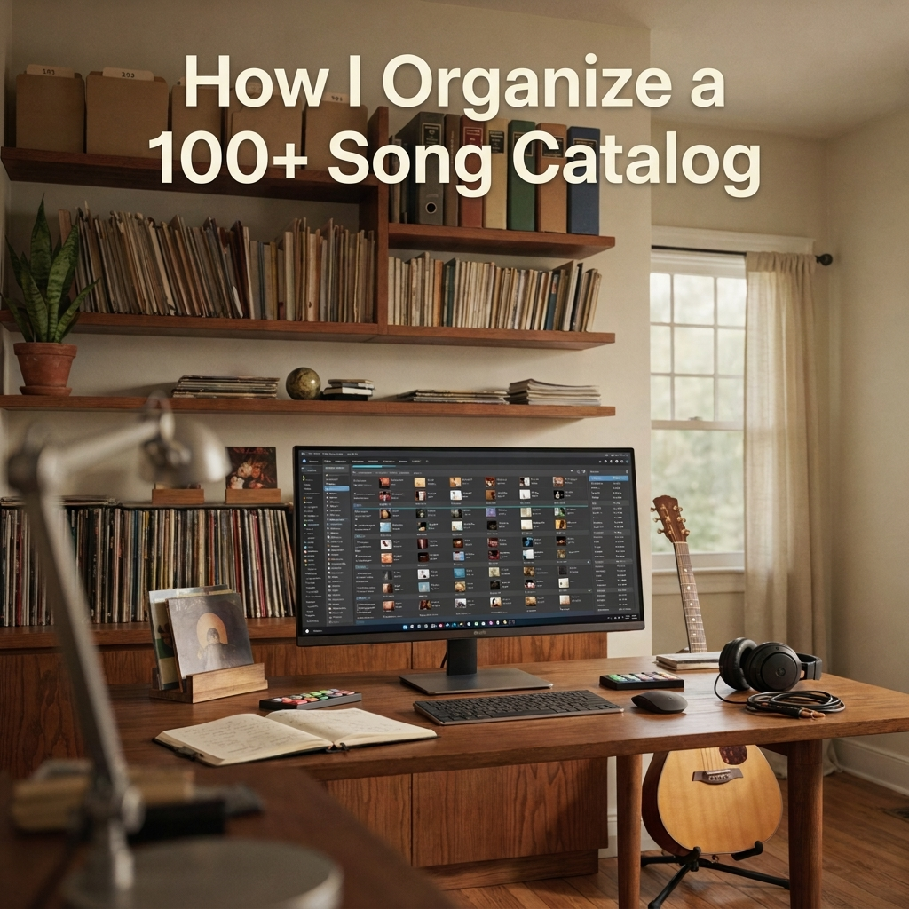 Image for the professional songwriting blog called How I Organize a 100+ Song Catalog by Nashville Lyrics.
