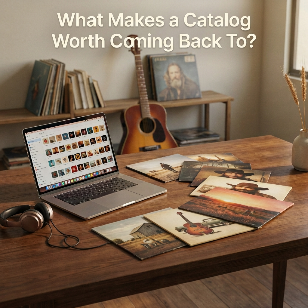 Image for a professional music writing blog called What Makes a Catalog Worth Coming Back To written by Nashville Lyrics.