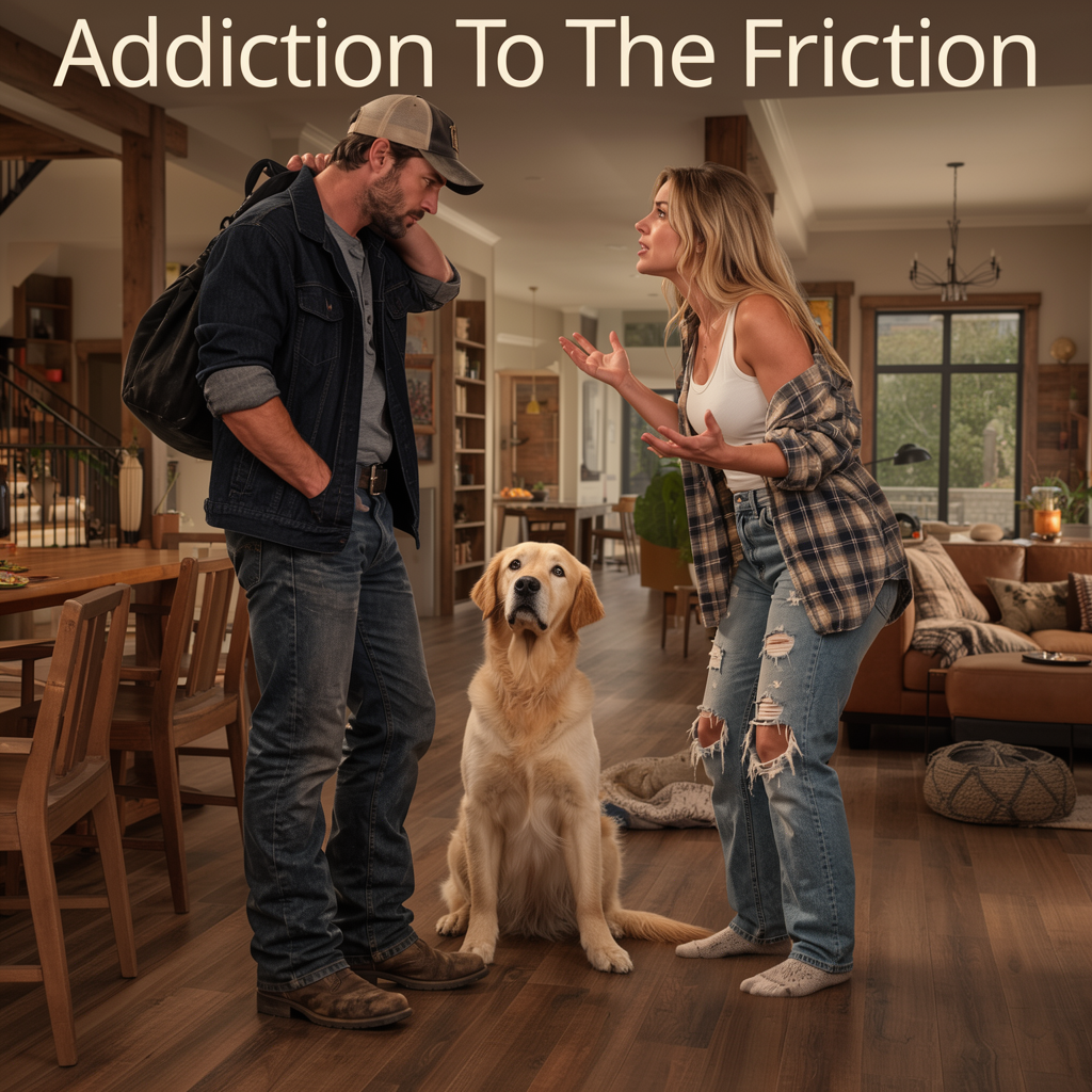 Image of two adults arguing for the Nashville Lyrics song called Addiction To The Friction
